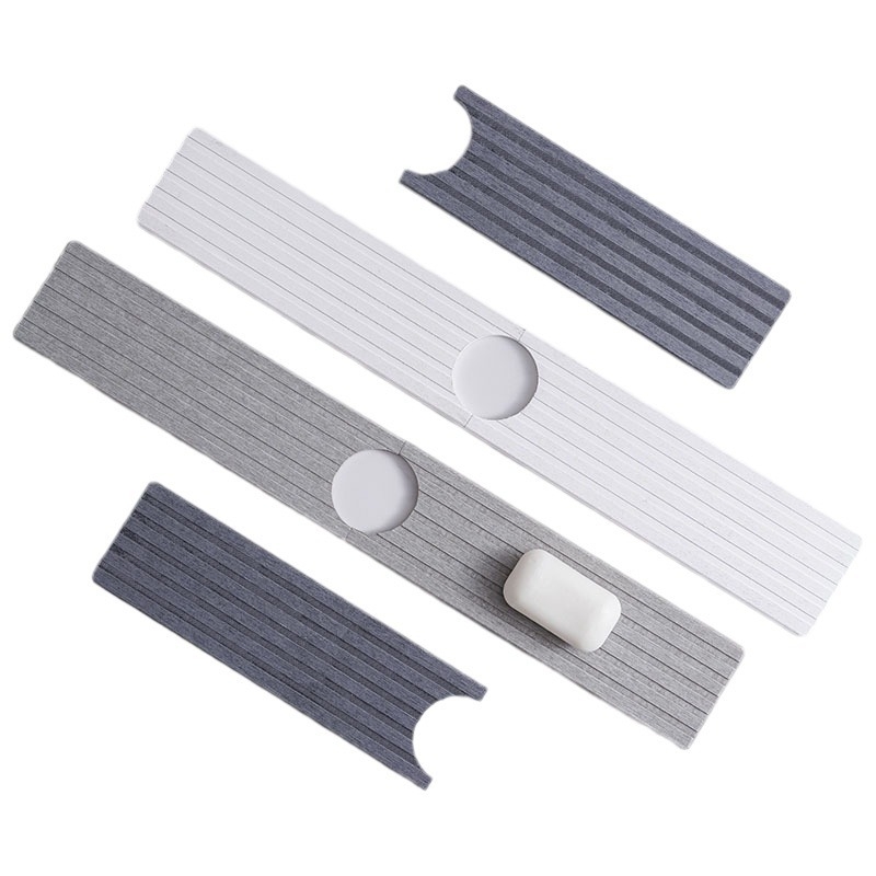 Pad absorbent cu diatomită pentru robinet și chiuvetă, pătrat din lemn, culoare solidă, stil modern minimalist