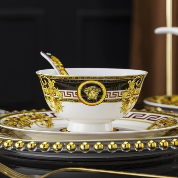 Étkezési készlet, európai stílus, kerámia tálak és kanalak (Anyag: Kerámia; Kézzel készített: Igen; Testreszabható: Igen; Csomagolás: 1; Stílus: Új kínai stílus)