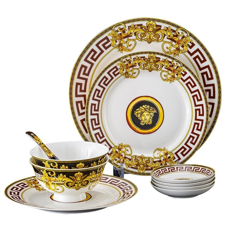 Étkezési készlet, európai stílus, kerámia tálak és kanalak (Anyag: Kerámia; Kézzel készített: Igen; Testreszabható: Igen; Csomagolás: 1; Stílus: Új kínai stílus)