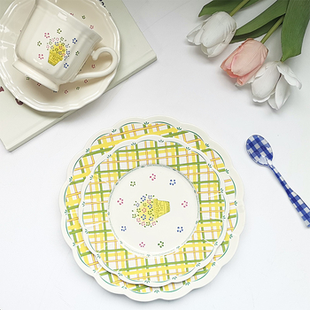 Set de veselă din porțelan, 5 piese, model cartoon, finisaj glazurat peste, imprimare logo, personalizare disponibilă