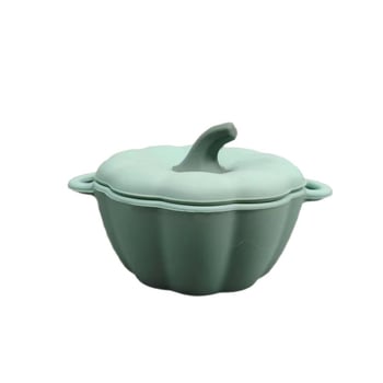 Famous Time set silicon pentru hrănire bebeluși cu bol cu ventuză și linguriță de antrenament, bol în formă de dovleac, 12 luni+