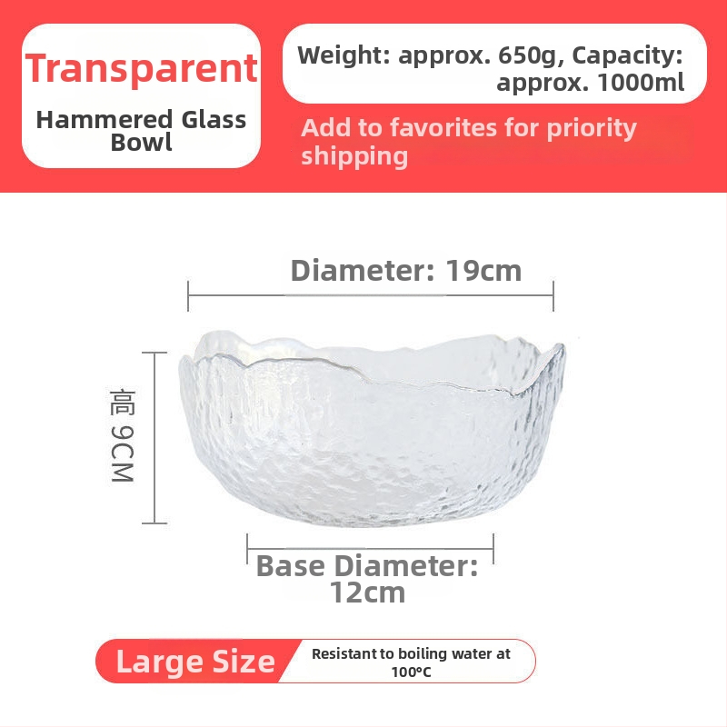 Sklenený set riadu na stolovanie: miska na šalát, miska na polievku, sklenená miska na dezert a tanier na ovocie; tepelne odolné sklo; ručná výroba; prispôsobiteľný; japonský štýl; vhodné pre domov a internát.