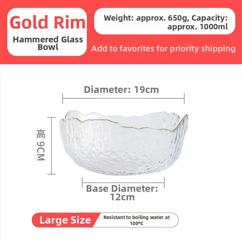 Sklenený set riadu na stolovanie: miska na šalát, miska na polievku, sklenená miska na dezert a tanier na ovocie; tepelne odolné sklo; ručná výroba; prispôsobiteľný; japonský štýl; vhodné pre domov a internát.