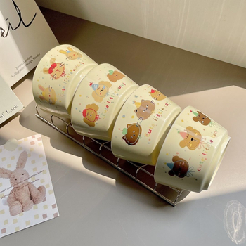 Porcelanska zdjela s motivom životinje u cartoon stilu za salatu, jogurt i juhu — okruglog oblika, boja ispod glazure, nije pogodno za mikrovalnu