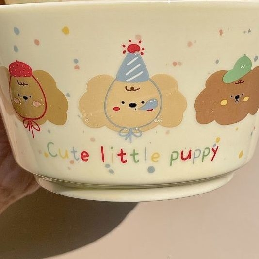 Porcelanska zdjela s motivom životinje u cartoon stilu za salatu, jogurt i juhu — okruglog oblika, boja ispod glazure, nije pogodno za mikrovalnu