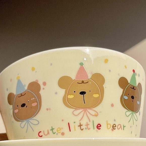 Porcelanska zdjela s motivom životinje u cartoon stilu za salatu, jogurt i juhu — okruglog oblika, boja ispod glazure, nije pogodno za mikrovalnu