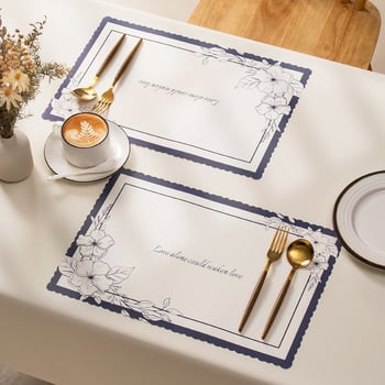 Placemat de masă de unică folosință, în stil european, imprimeu floral, din hârtie, formă pătrată, biodegradabil, calitate de primă clasă