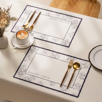 Placemat de masă de unică folosință, în stil european, imprimeu floral, din hârtie, formă pătrată, biodegradabil, calitate de primă clasă