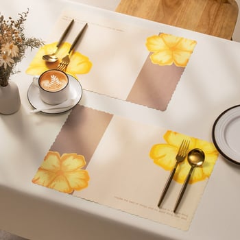 Placemat de masă de unică folosință, în stil european, imprimeu floral, din hârtie, formă pătrată, biodegradabil, calitate de primă clasă