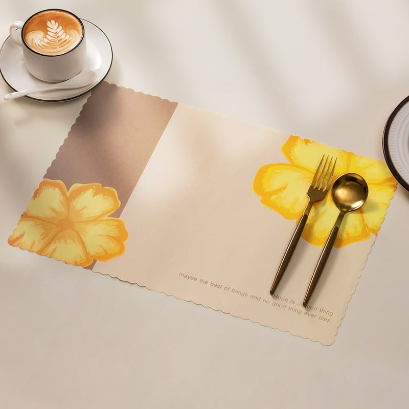 Placemat de masă de unică folosință, în stil european, imprimeu floral, din hârtie, formă pătrată, biodegradabil, calitate de primă clasă
