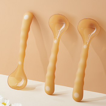 Παιδικό κουταλάκι σιλικόνης για σίτιση - μαλακό για εκπαίδευση, πλήρης σιλικόνη, απλό στυλ, με θήκη αποθήκευσης