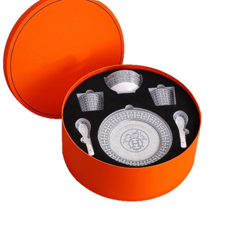 10-dijelni set kostnog porcelina (zdjele, žlice, tanjuri) – moderni minimalistički stil, razni uzorci, >45% praha od kostiju, nije prikladno za mikrovalnu, poklon kutija, mogućnost prilagodbe