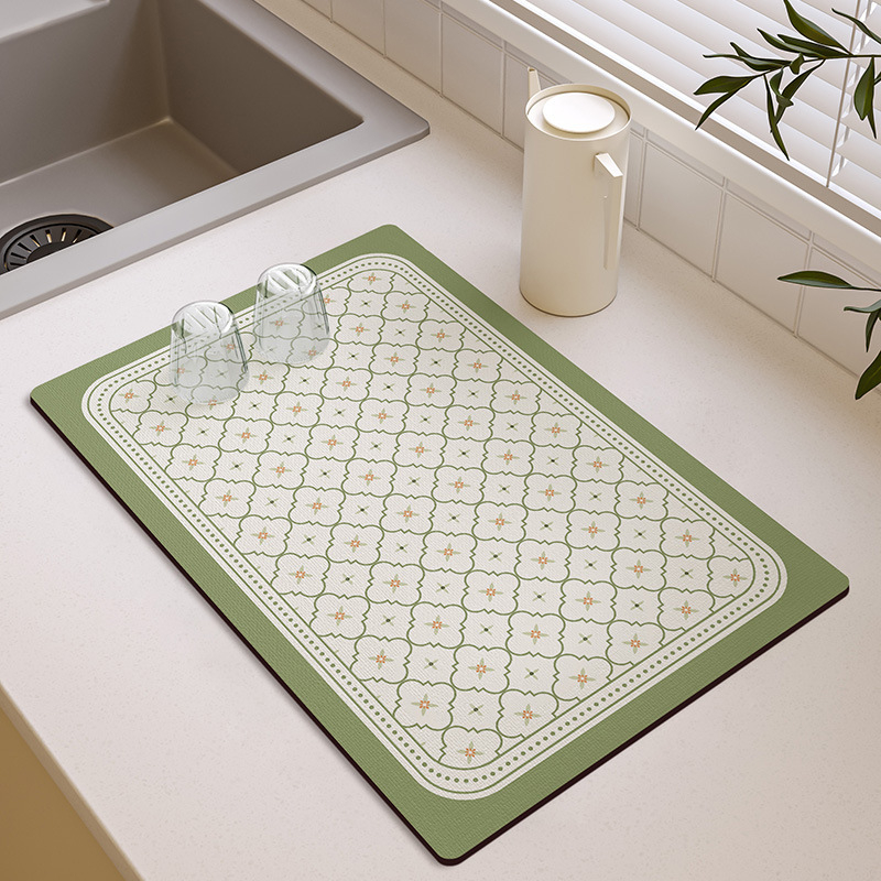 Covoraș pătrat pentru bucătărie, antiderapant, cu material absorbent diatom mud și izolație termică pentru tejgheaua de bar