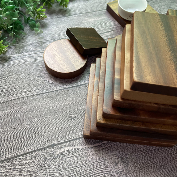 Diófából készült poháralátét, négyzetes és kerek formájú, modern minimalist dizájn teához és kávéhoz