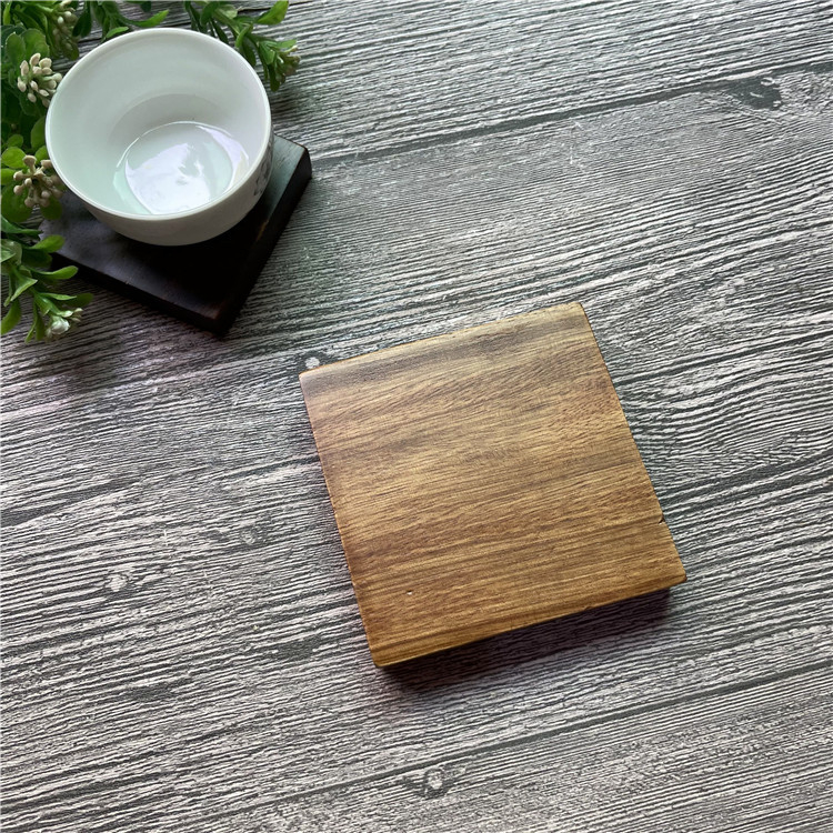 Diófából készült poháralátét, négyzetes és kerek formájú, modern minimalist dizájn teához és kávéhoz