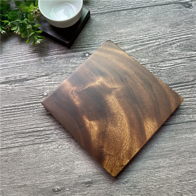 Diófából készült poháralátét, négyzetes és kerek formájú, modern minimalist dizájn teához és kávéhoz