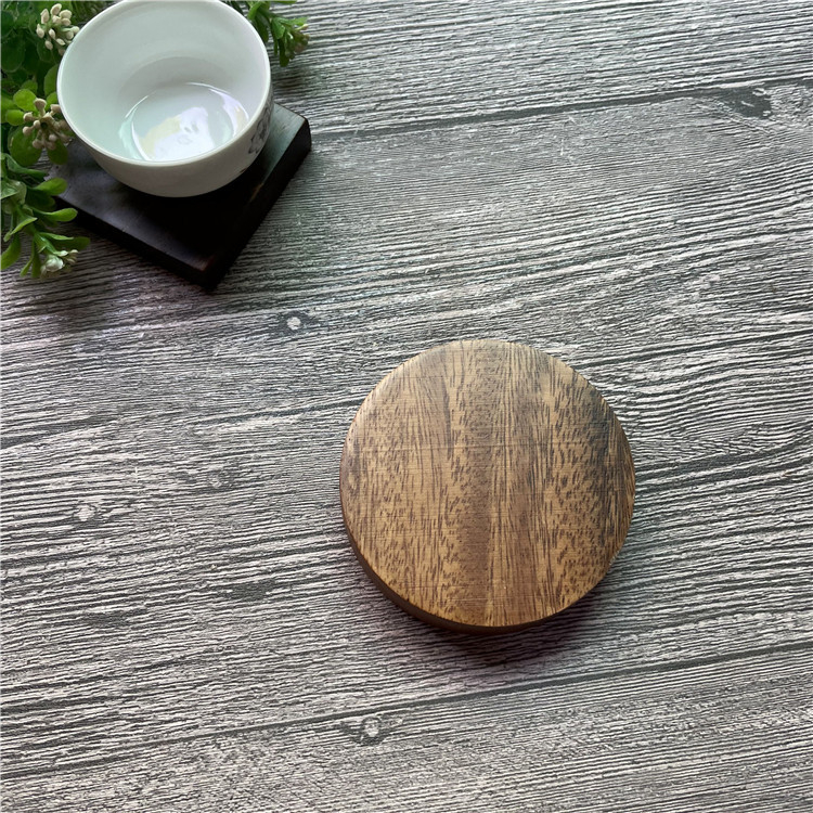 Diófából készült poháralátét, négyzetes és kerek formájú, modern minimalist dizájn teához és kávéhoz