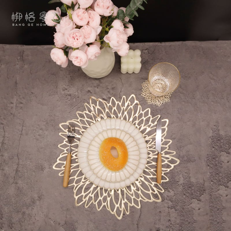 Set de plăci pentru masă și suporturi pentru pahare, PVC, rotund, culoare solidă, stil nordic