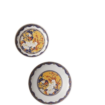 Guiwanli комплект чинии от керамика с мотив пион и птица, дворцов стил, метални детайли, пет броя