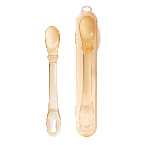 Lingură dublă pentru hrănire bebeluș, pentru piure de fructe și mere, PPSU, stil simplu, pentru copii peste 3 luni