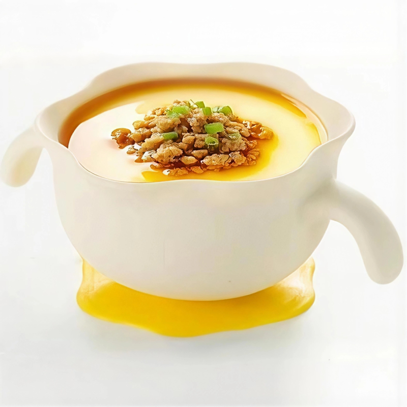 Бебешка силиконова купичка за хранене с вакуумна основа, хранително-годна, за деца от 6 месеца, 1 бр., дизайн облачно цвете яйцевидно