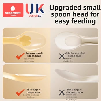 Бебешка силиконова лъжичка Scoornest/kechao – силикон, за новородени 0–6 месеца, минималистичен стил