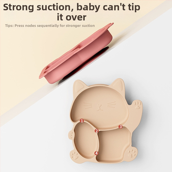 Силиконова детска чиния с вакуумна поставка, разделена тава, сладък динозавър дизайн, подходяща за деца над 3 месеца