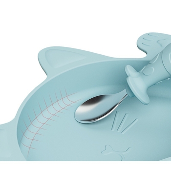 Силиконова детска чиния с вакуумна поставка, разделена тава, сладък динозавър дизайн, подходяща за деца над 3 месеца