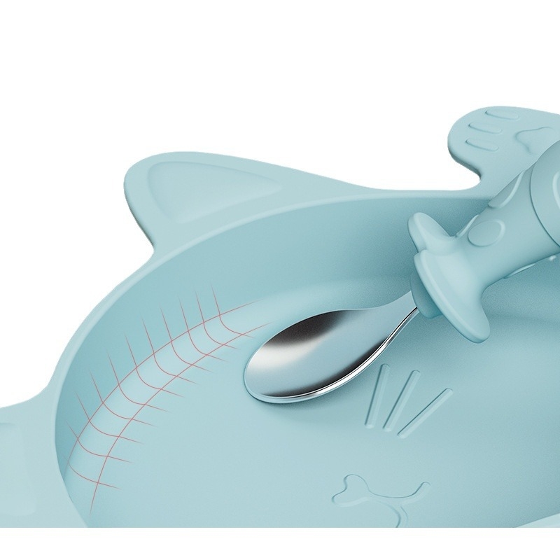 Силиконова детска чиния с вакуумна поставка, разделена тава, сладък динозавър дизайн, подходяща за деца над 3 месеца