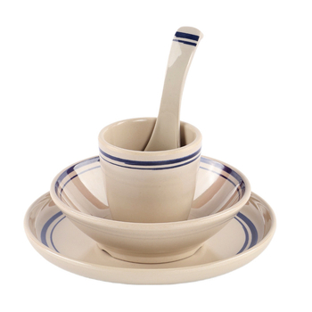 Set din melamin pentru servire hot pot - patru piese, veselă pentru restaurante; material melamină, stil retro, modele multiple, suprafață cu glazură, imprimare logo