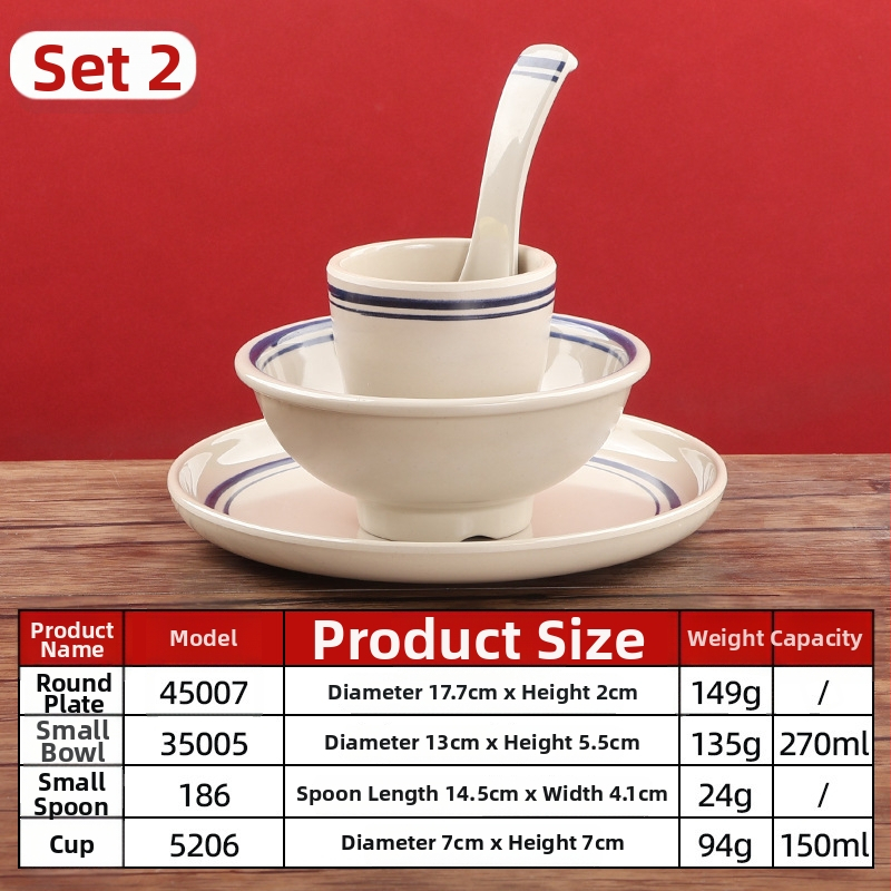 Melamin posude set: četverodijelni stolni komplet za hot pot – zdjele, žlice i tanjuri