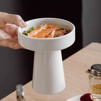 Vas de porțelan cu picior înalt pentru hoteluri și restaurante, compatibil cu microunde, logo tipărit, personalizabil