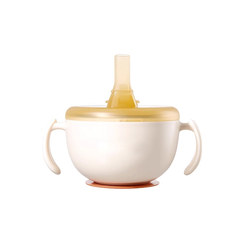 Бебешка купичка за хранене от 316 неръждаема стомана, тренировъчна, с вакуумно дъно и сламка, за деца над 6 месеца, 300 ml