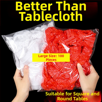 ELastic στρογγυλό τραπεζομάντηλο μίας χρήσης, διαφανές πλαστικό, βιοδιασπώμενο, δυνατότητα εκτύπωσης λογοτύπου, πολλές διαστάσεις