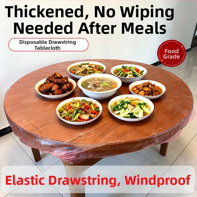 Μίας χρήσης τραπεζομάντηλο από PE πλαστικό με ελαστική περιμετρική άκρη; παχ ASN?