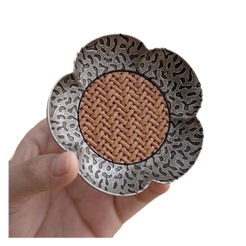 Suport metalic pentru cești de ceai, formă neregulată, model floral, stil Nou Chinezesc, izolație pentru tava de ceai