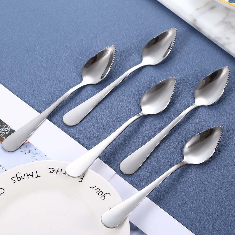 Nehrđajući čelik dječja žličica za voće s nazubljenim rubom za pire, 1 kom, od 6 mjeseci