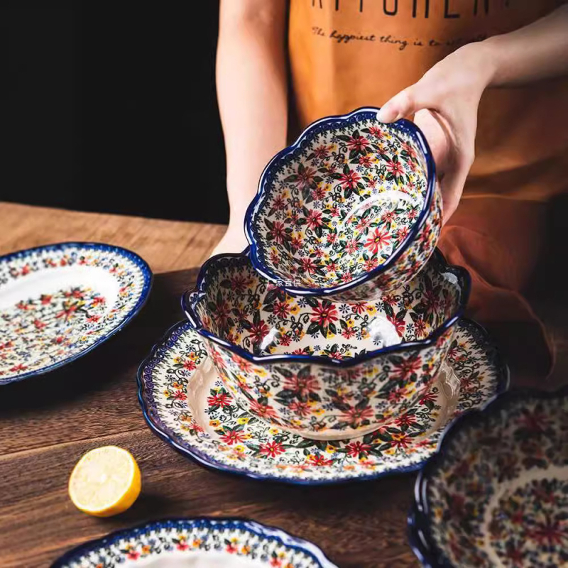 Kerámia étkészlet, kézzel készített a Chuangyang-tól, vintage retro stílus, igény szerint testreszabható