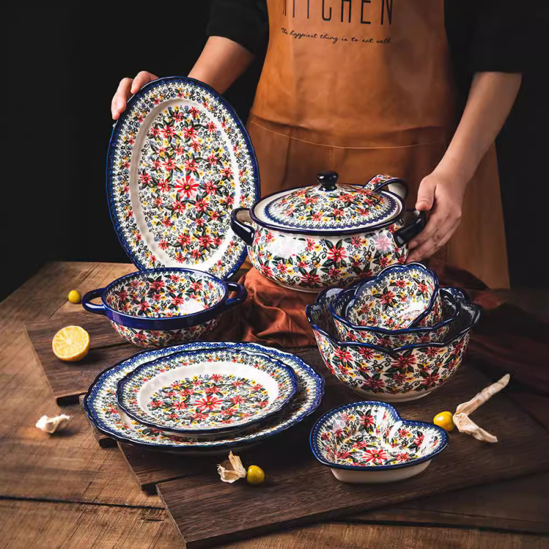 Kerámia étkészlet, kézzel készített a Chuangyang-tól, vintage retro stílus, igény szerint testreszabható