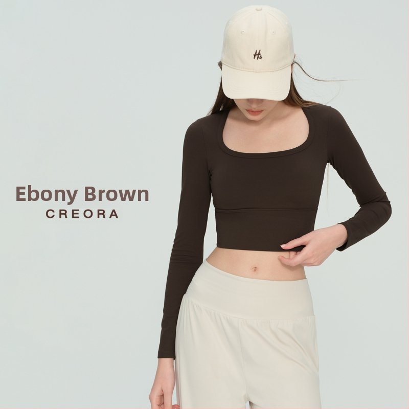 Dlhý rukáv jóga top s pevnou vložkou na prsiach a U-výstrihom, materiál NULS s rýchloschnúcimi vlastnosťami, 80% nylon / 20% spandex