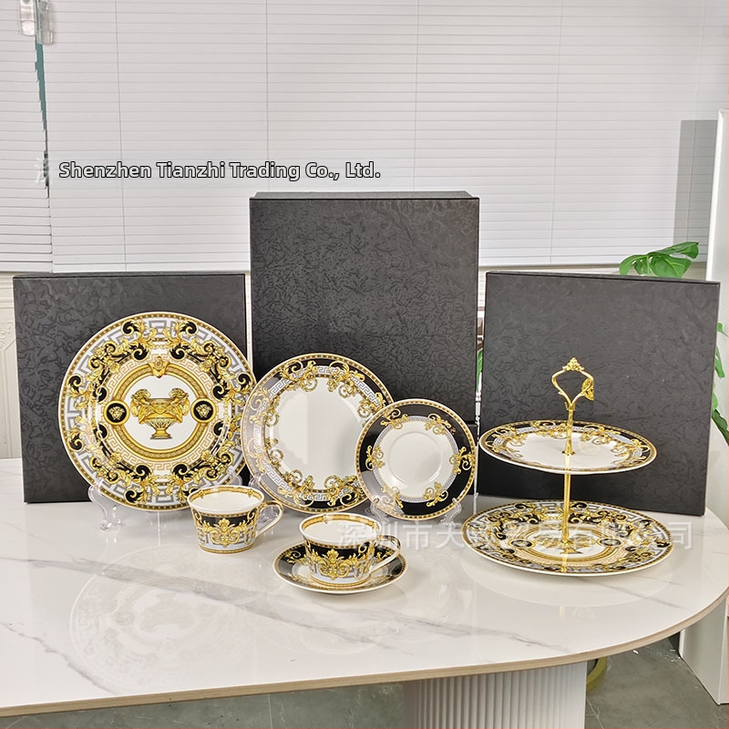 Sada riadu z kostného porcelánu, európsky štýl, ľahký luxusný retro, ručne vyrobené, možnosť prispôsobenia