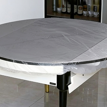 Σετ τραπεζομάντηλων PE μίας χρήσης, στρογγυλό με ελαστικό άκρο – Αδιάβροχο, ανθεκτικό σε λιπαρές κηλίδες, 0,55 mm πάχος, πλένεται