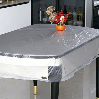 Σετ τραπεζομάντηλων PE μίας χρήσης, στρογγυλό με ελαστικό άκρο – Αδιάβροχο, ανθεκτικό σε λιπαρές κηλίδες, 0,55 mm πάχος, πλένεται
