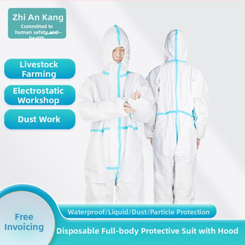 Jednorazové ochranné oblečenie s kapucňou, netkaná textília, jednorazový overal, prachotesný pracovný odev