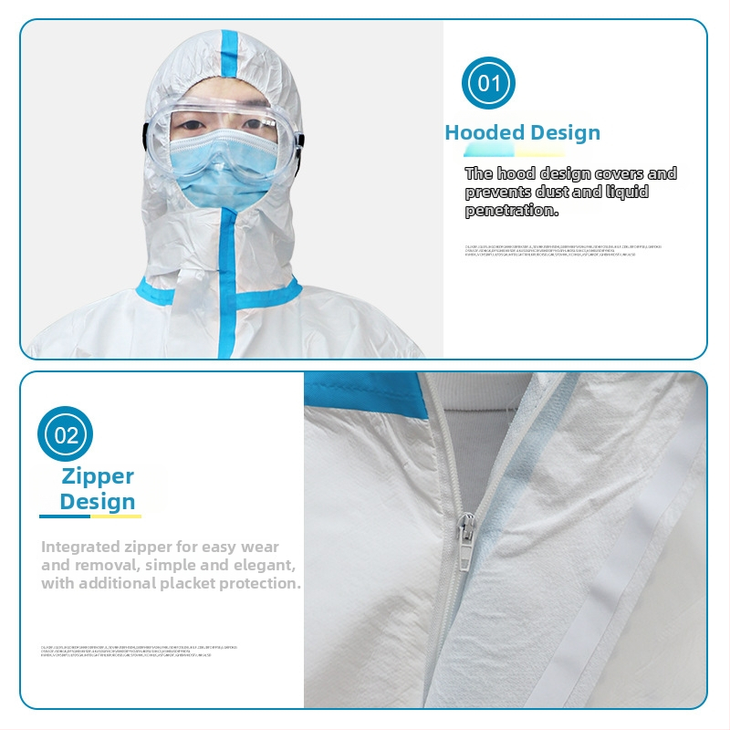 Jednorazové ochranné oblečenie s kapucňou, netkaná textília, jednorazový overal, prachotesný pracovný odev