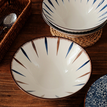 Porcelanska zdjela za ramen, japanskog stila, okrugli oblik, mikrovalna sigurnost, podglazurna završna obloga