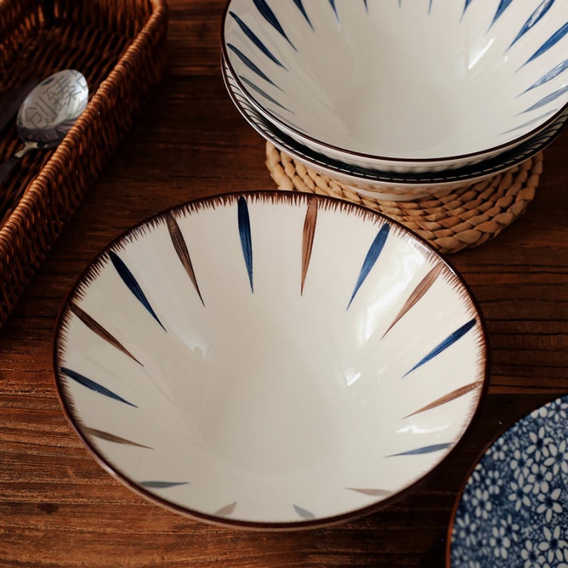 Porcelanska zdjela za ramen, japanskog stila, okrugli oblik, mikrovalna sigurnost, podglazurna završna obloga
