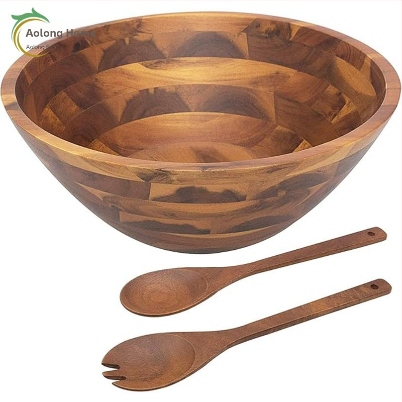 Set drvenih zdjela za salatu, moderni minimalistički stil, 5-djelni set, mogućnost ispisa logotipa