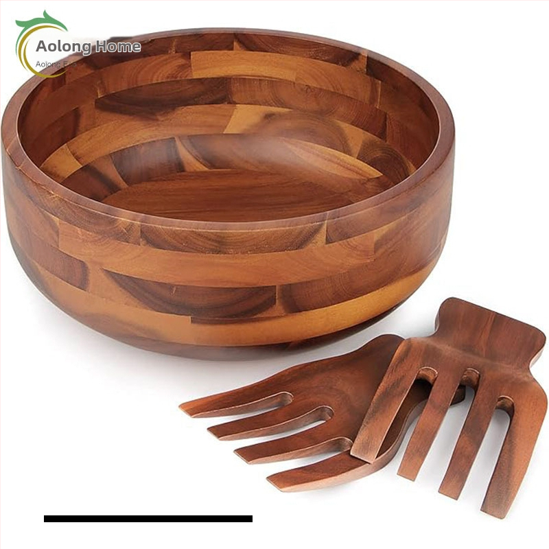 Set drvenih zdjela za salatu, moderni minimalistički stil, 5-djelni set, mogućnost ispisa logotipa