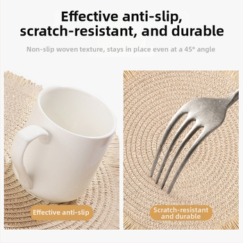 Kružna podmetač za stol s resicama, od papira, toplinsko otporna, ekološki prihvatljiva, moderni minimalistički stil - ZXB01, One Meal One Mat